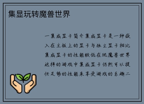 集显玩转魔兽世界